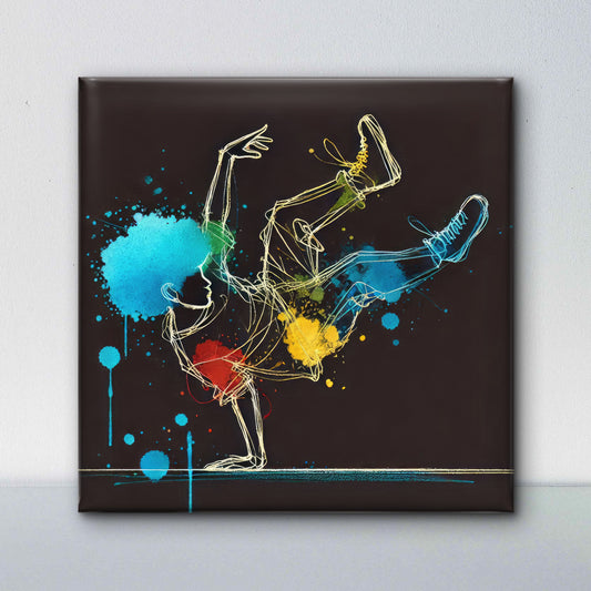 dynamic-breakdancer-abstract-wireframe--Luxurious-Lifestyle & Hobbies-3D Textured Wall Art | UV Embossed Canvas Wall Frame for Kids room and Sports area
