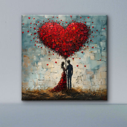 couple-heart-shaped-tree-love-romance-Luxurious-Love & Togetherness-3D Textured Wall Art | UV Embossed Canvas Wall Frame for bed room