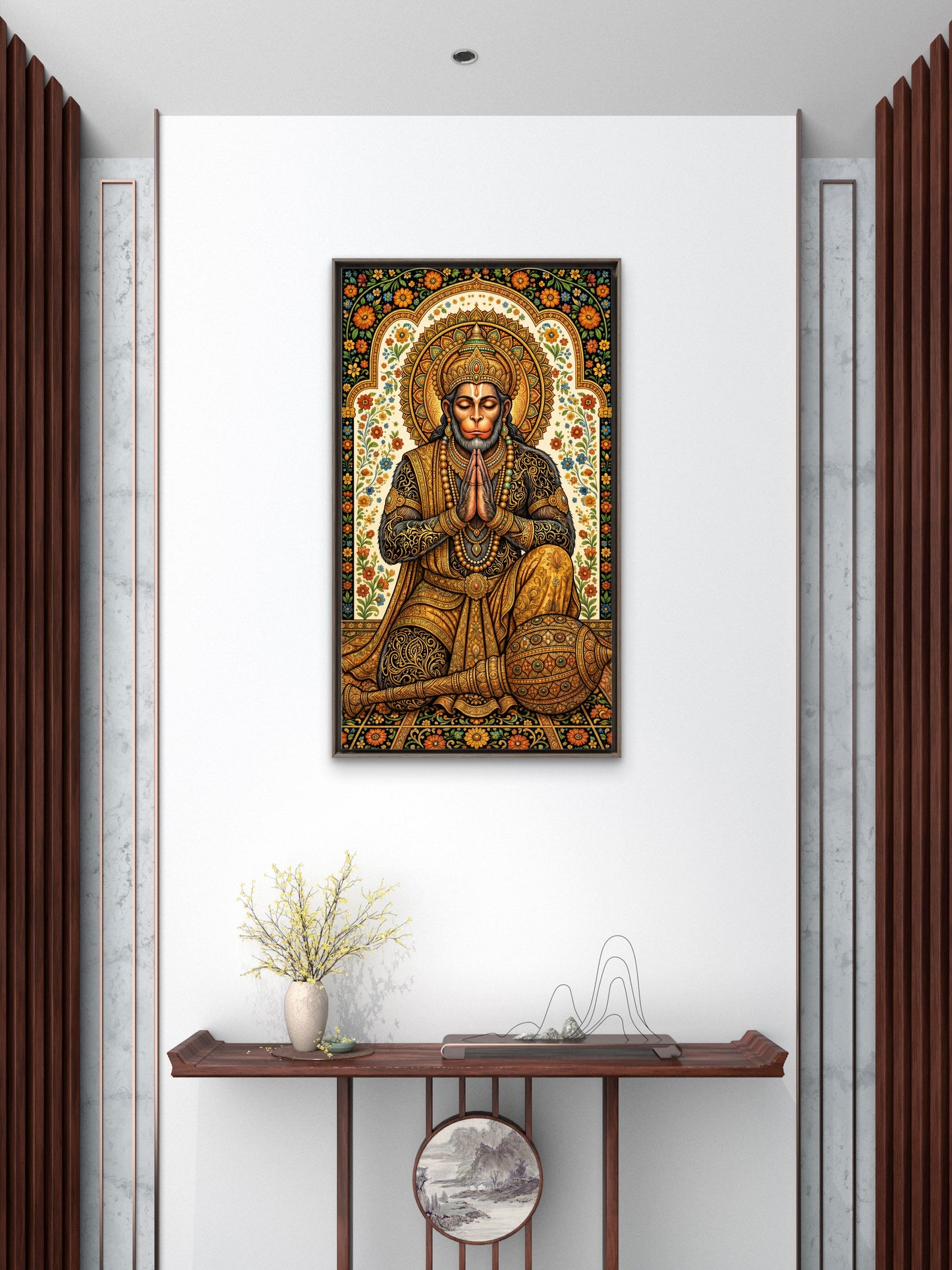 Lord Hanuman -Luxurious-Gods and Divine Art 3D Textured Wall Art | UV Printed Embossed Canvas Wall Frame for Home Decor,living Room