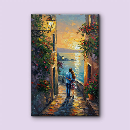 Wonderful Nature and Romantic Couple-Luxurious-Love & Togetherness-3D Textured Wall Art | UV Embossed Canvas Wall Frame for bed room
