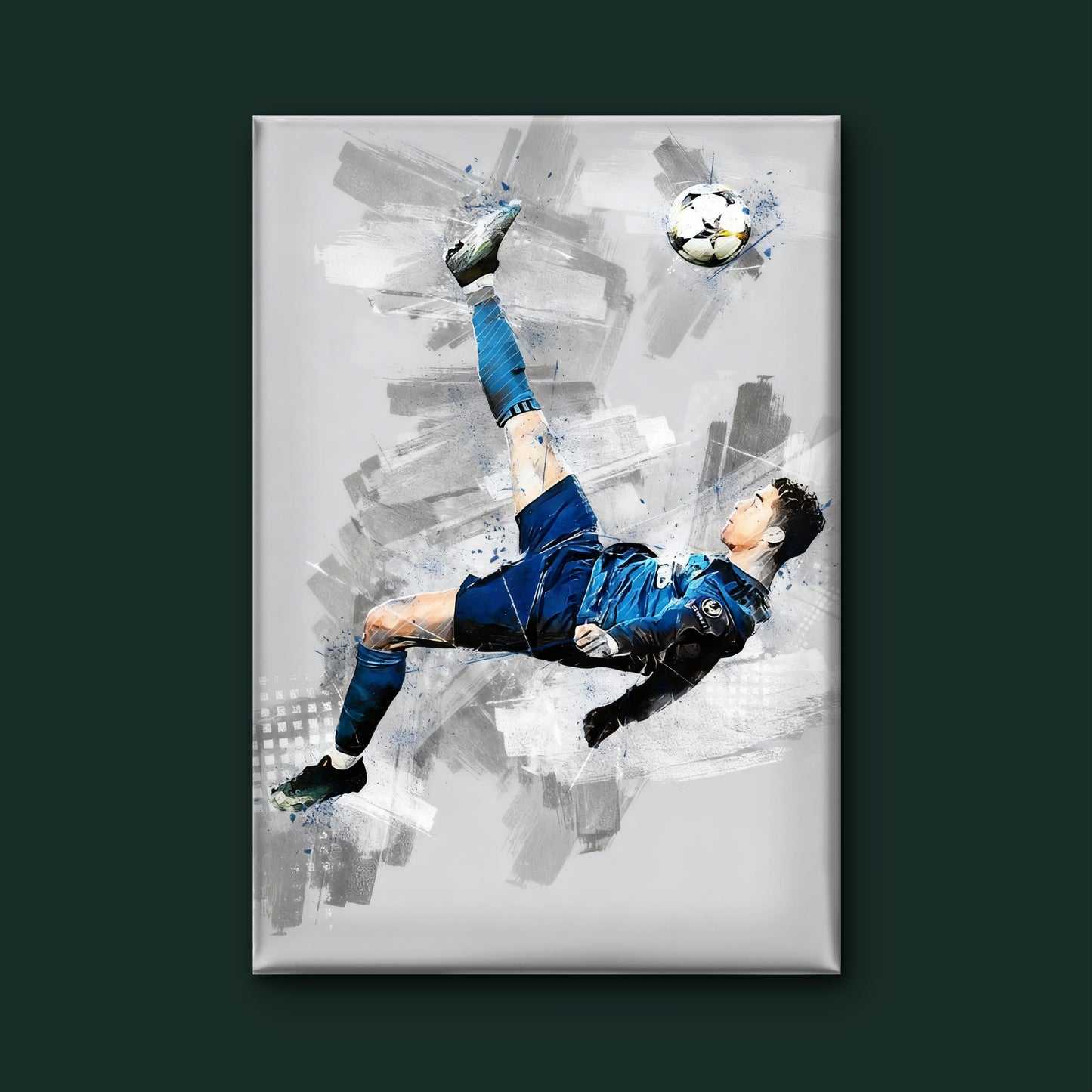 Cristiano Ronaldo Bicycle Kick Goal -Luxurious-Lifestyle & Hobbies-3D Textured Wall Art | UV Embossed Canvas Wall Frame for Kids room and Sports area