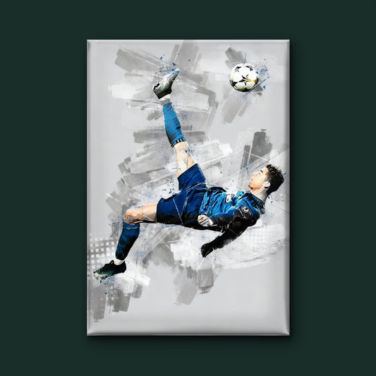 Cristiano Ronaldo Bicycle Kick Goal -Luxurious-Lifestyle & Hobbies-3D Textured Wall Art | UV Embossed Canvas Wall Frame for Kids room and Sports area