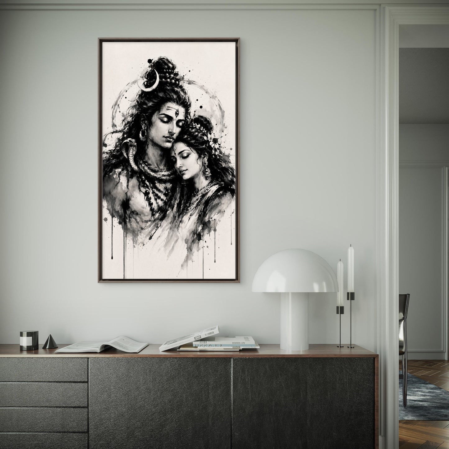 Shiv Shakti: Eternal Union-Luxurious-Gods and Divine Art 3D Textured Wall Art | UV Printed Embossed Canvas Wall Frame for Home Decor,living Room
