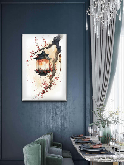 Watercolor Dreams under Cherry Blossoms-premium-Floral & Botanical-3D Textured Wall Art | UV Embossed Canvas Wall Frame for Living room and bed room