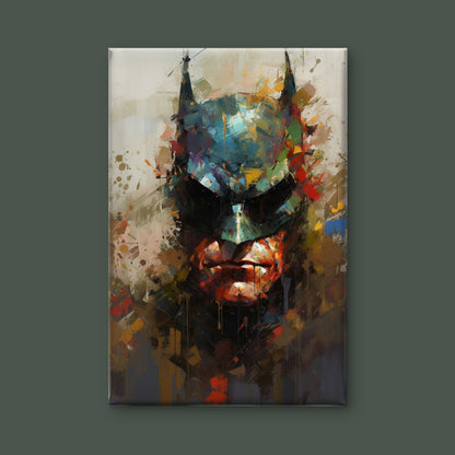 This vibrant, abstract palette-knife of Batman-Premium-Kids & Whimsical-3D Textured Wall Art | UV Embossed Canvas Wall Frame for Kids room