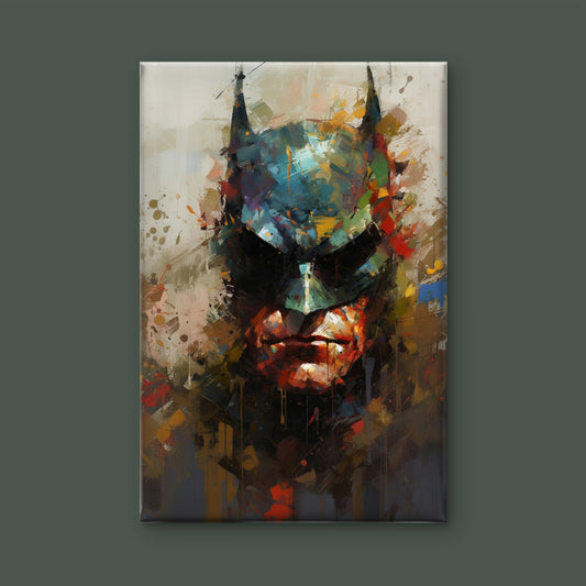 This vibrant, abstract palette-knife of Batman-Premium-Kids & Whimsical-3D Textured Wall Art | UV Embossed Canvas Wall Frame for Kids room