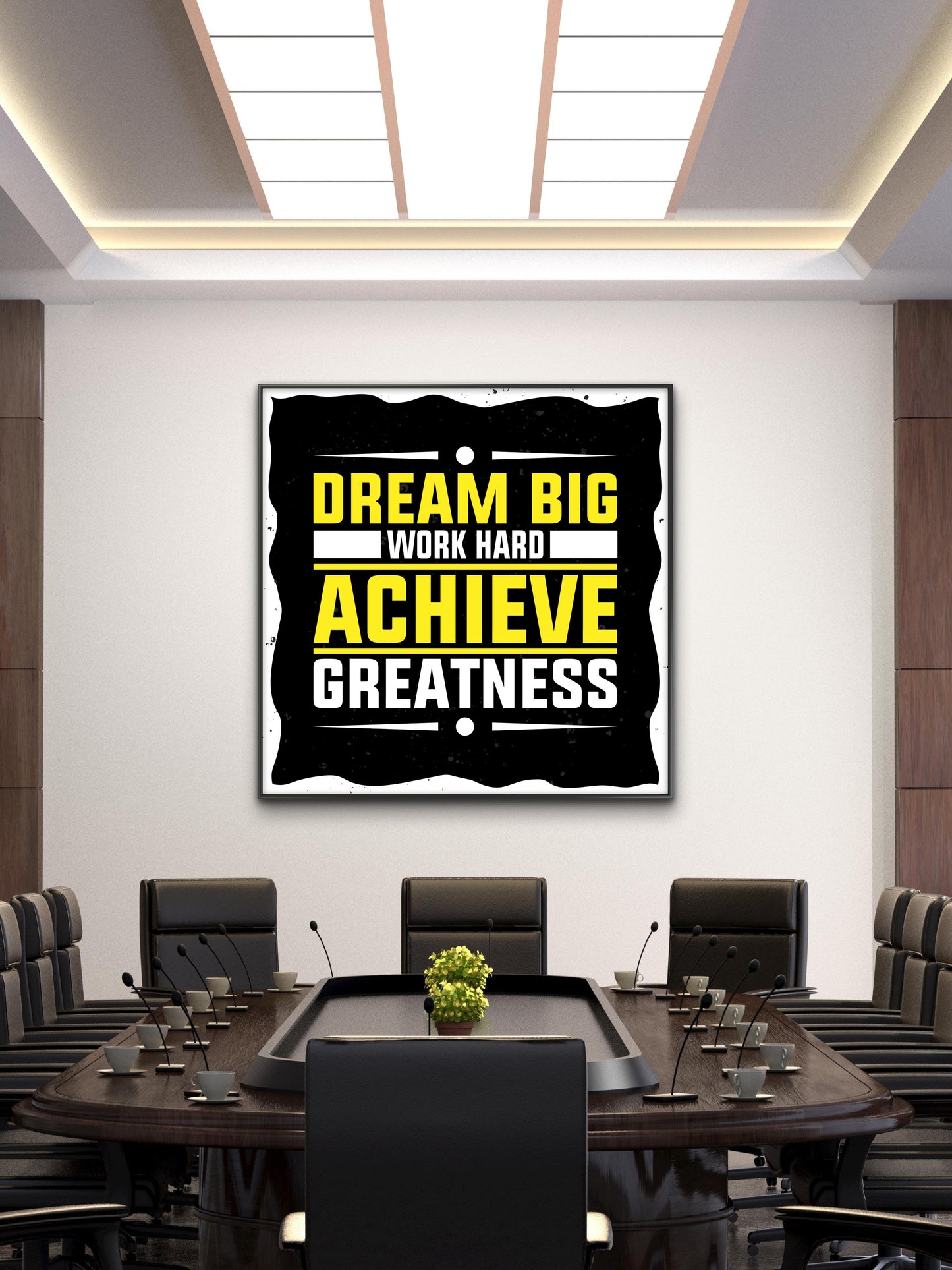 Work hard Achieve Greatness-Luxurious-Motivational & Typography| 3D Textured Wall Art | UV Printed Embossed Canvas Wall Frame for Office,Meditation Space