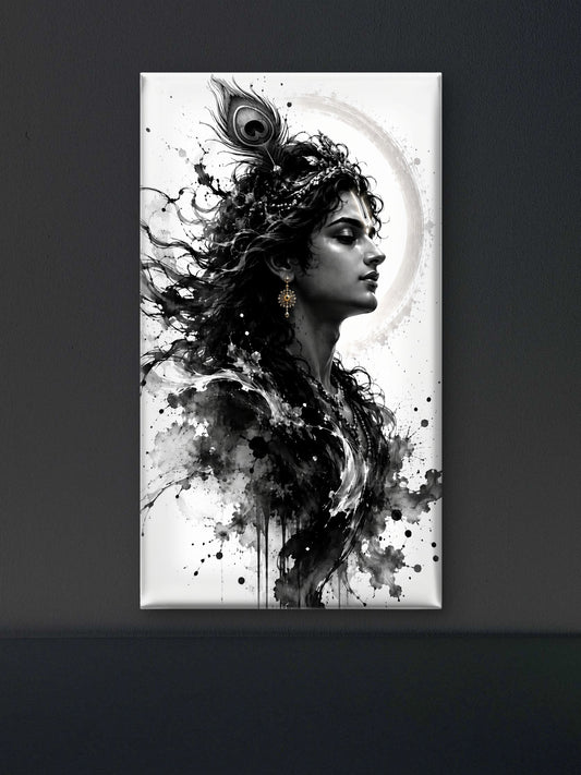 Shyam: The Dark Lord of Serenity-Luxurious-Gods and Divine Art 3D Textured Wall Art | UV Printed Embossed Canvas Wall Frame for Home Decor,living Room