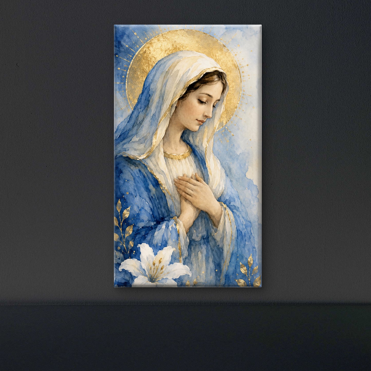 The Grace of Mother Mary-Luxurious-Gods and Divine Art 3D Textured Wall Art | UV Printed Embossed Canvas Wall Frame for Home Decor,living Room