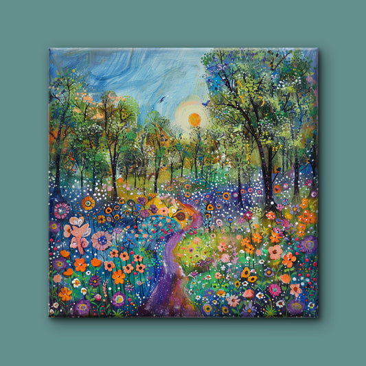 Brilliant-day-bloom-filled-glade-Luxury-Floral & Botanical-3D Textured Wall Art | UV Embossed Canvas Wall Frame for home decor and living room