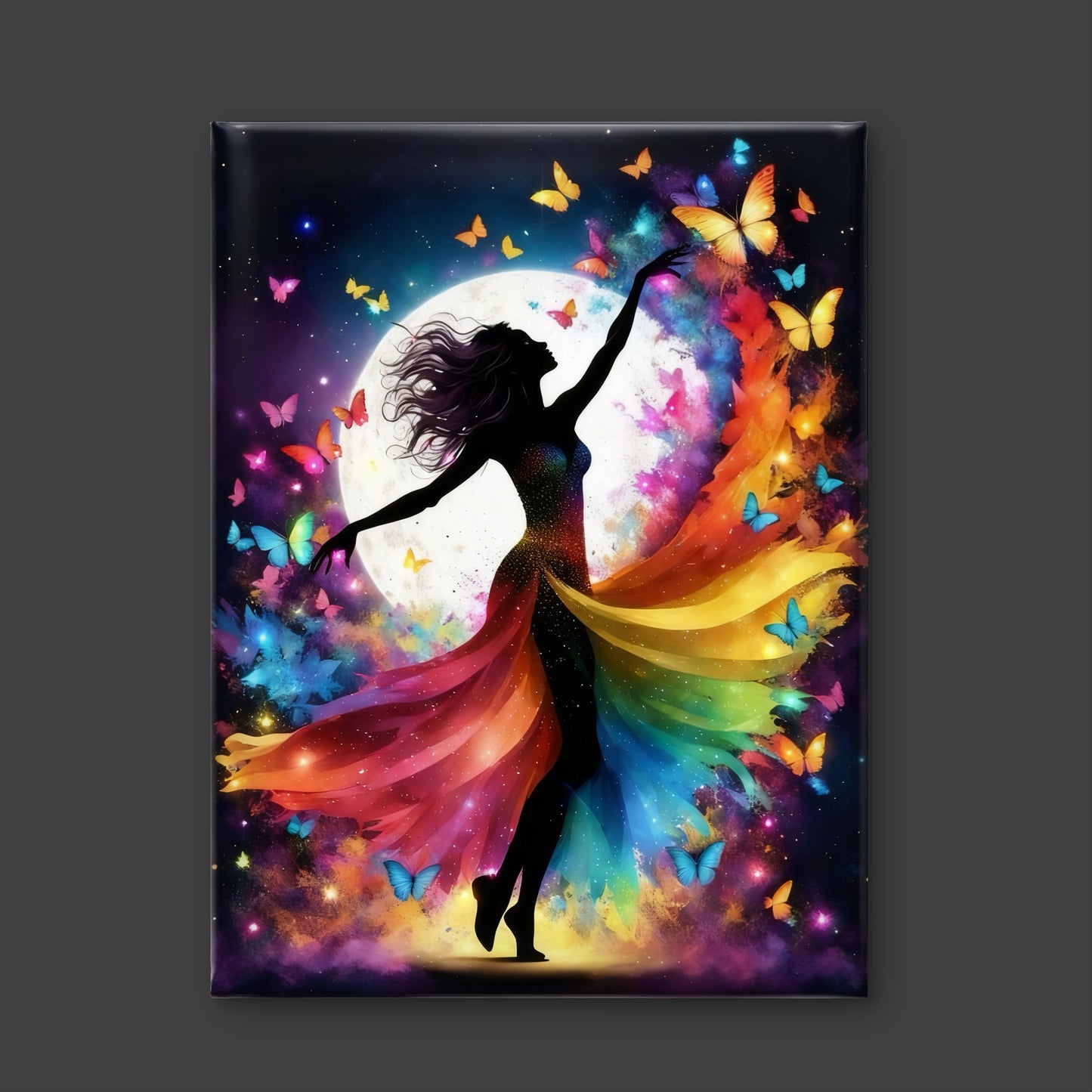 The Rainbow Butterfly Dancer-Luxurious-Lifestyle & Hobbies-3D Textured Wall Art | UV Embossed Canvas Wall Frame for Kids room and Spa