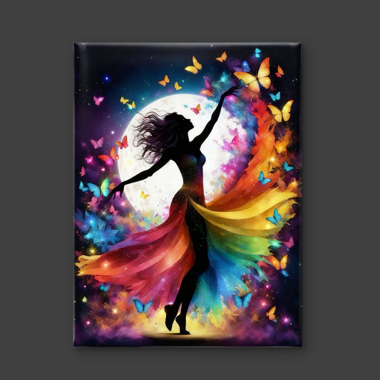 The Rainbow Butterfly Dancer-Luxurious-Lifestyle & Hobbies-3D Textured Wall Art | UV Embossed Canvas Wall Frame for Kids room and Spa