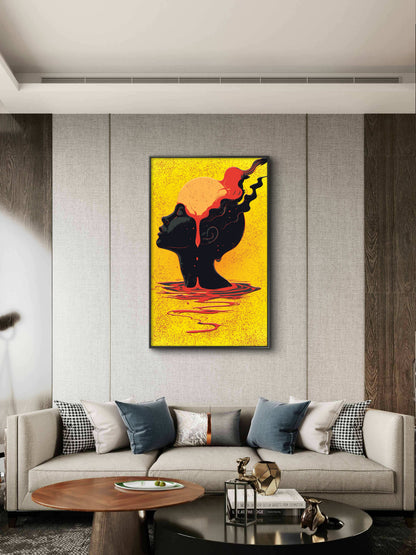 mind-exploration-graphic-design-woman-thinkg-open-minded-graphic-Luxurious-Modern Art & Abstract| 3D Textured Wall Art | UV Printed Embossed Canvas Wall Frame for Office,Meditation Space