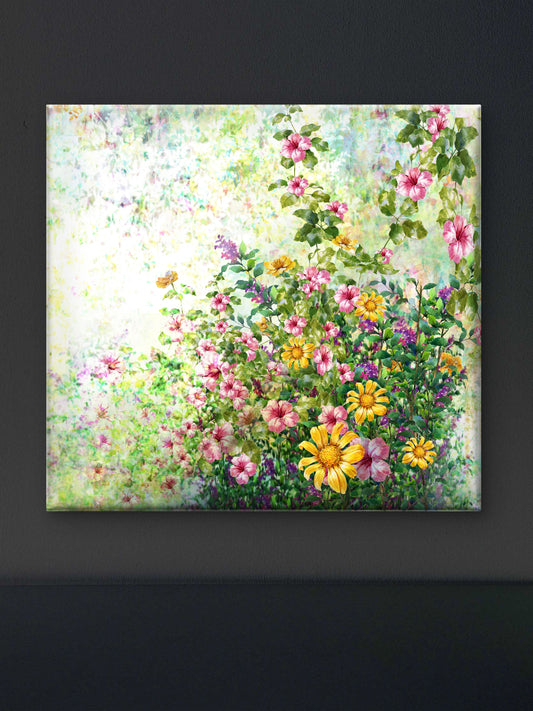 Spring multicolored flowers-Premium-Floral & Botanical-3D Textured Wall Art | UV Embossed Canvas Wall Frame for home decor and living room