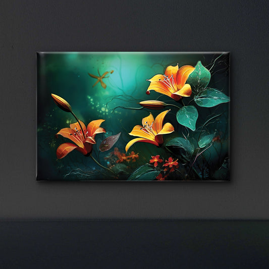 Yellow flowers-Luxury-Floral & Botanical-3D Textured Wall Art | UV Embossed Canvas Wall Frame for home decor and Living room