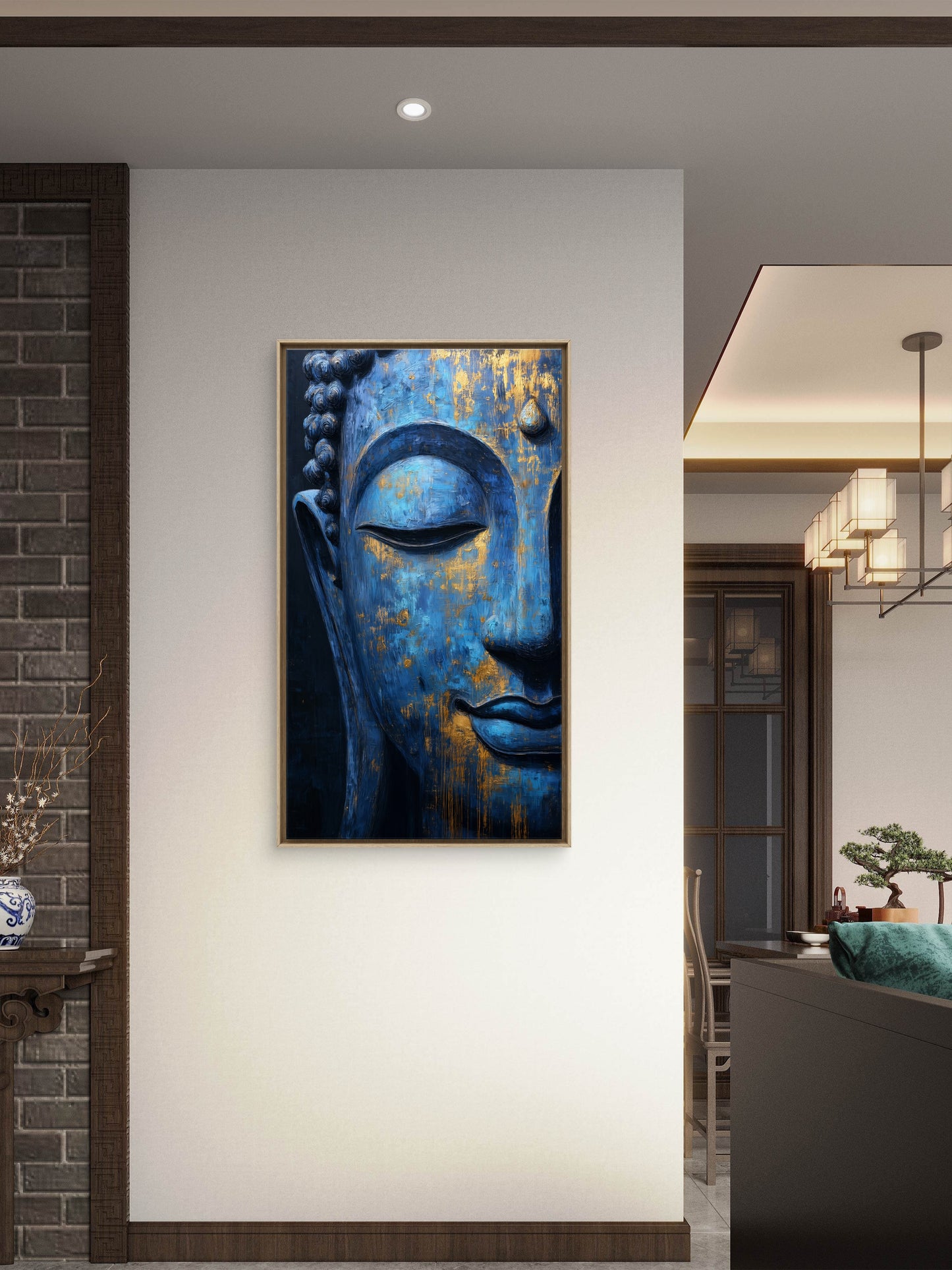 Lord Buddha -Luxurious-Gods and Divine Art 3D Textured Wall Art | UV Printed Embossed Canvas Wall Frame for Home Decor,living Room