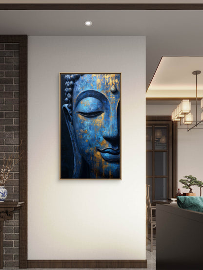 Lord Buddha -Luxurious-Gods and Divine Art 3D Textured Wall Art | UV Printed Embossed Canvas Wall Frame for Home Decor,living Room