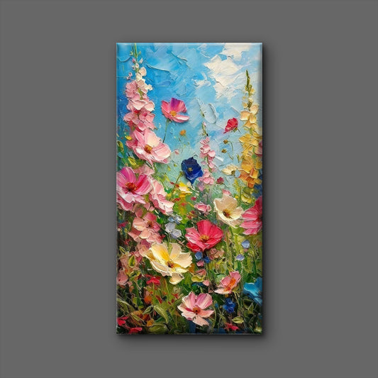 Impasto Garden Flowers-Premium-Floral & Botanical-3D Textured Wall Art | UV Embossed Canvas Wall Frame for home decor and bed room
