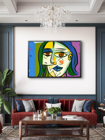 a-cubist-portrait-of-a-womans-face-Luxurious-Modern Art & Abstract| 3D Textured Wall Art | UV Printed Embossed Canvas Wall Frame for Office,Meditation Space