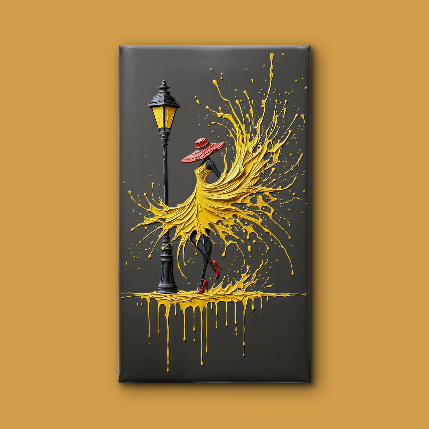 A-woman-with-black-legs-red-high-heels-Luxurious-Lifestyle & Hobbies-3D Textured Wall Art | UV Embossed Canvas Wall Frame for Home decor and living room