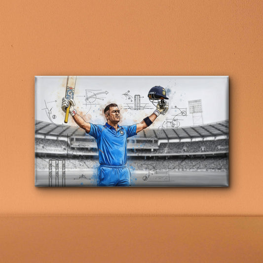 MS Dhoni-Luxurious-Lifestyle & Hobbies-3D Textured Wall Art | UV Embossed Canvas Wall Frame for Kids room and Sports area