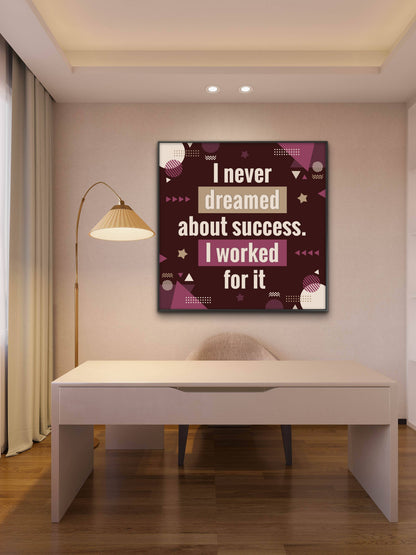 sucess is all about work hard-Luxurious-Motivational & Typography| 3D Textured Wall Art | UV Printed Embossed Canvas Wall Frame for Office,Meditation Space