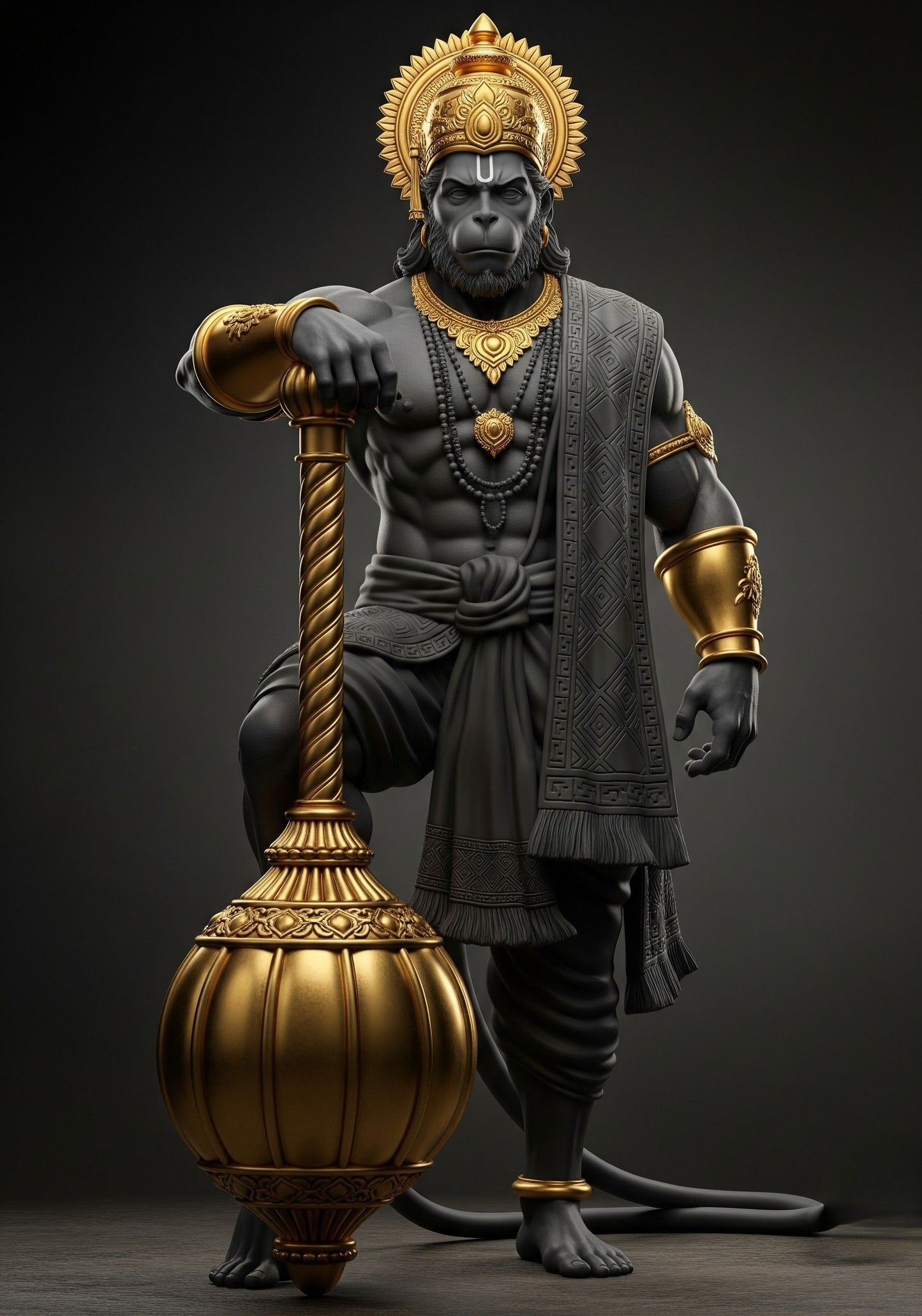 Lord Hanumanji-Luxurious-Spiritual & Mindful 3D Textured Wall Art | UV Printed Embossed Canvas Wall Frame for Prayer room ,Meditation Space