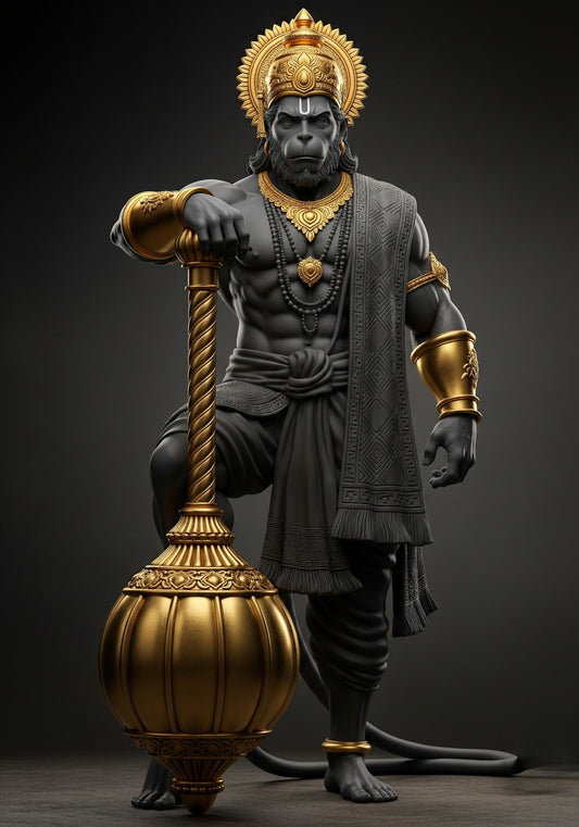 Lord Hanumanji-Luxurious-Spiritual & Mindful 3D Textured Wall Art | UV Printed Embossed Canvas Wall Frame for Prayer room ,Meditation Space