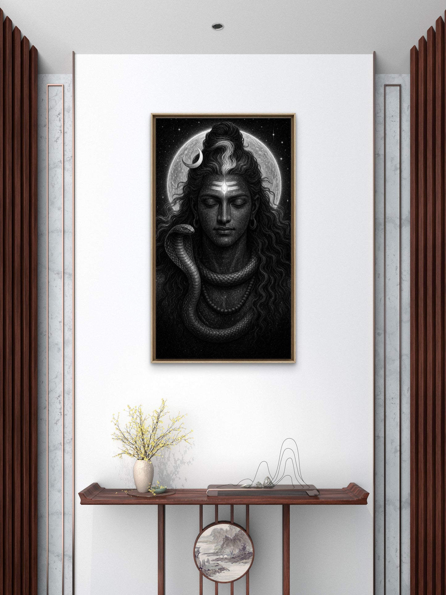 Lord Shiva-Luxurious-Gods and Divine Art 3D Textured Wall Art | UV Printed Embossed Canvas Wall Frame for Home Decor,living Room