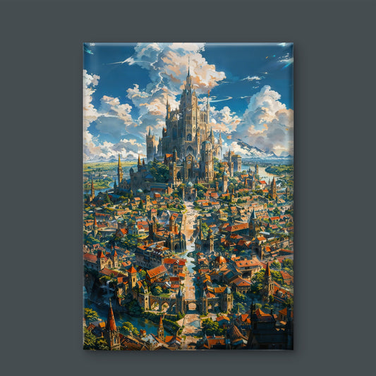 A Thousand Roofs Under the Azure Arch-Premium-Kids & Whimsical-3D Textured Wall Art | UV Embossed Canvas Wall Frame for Kids room