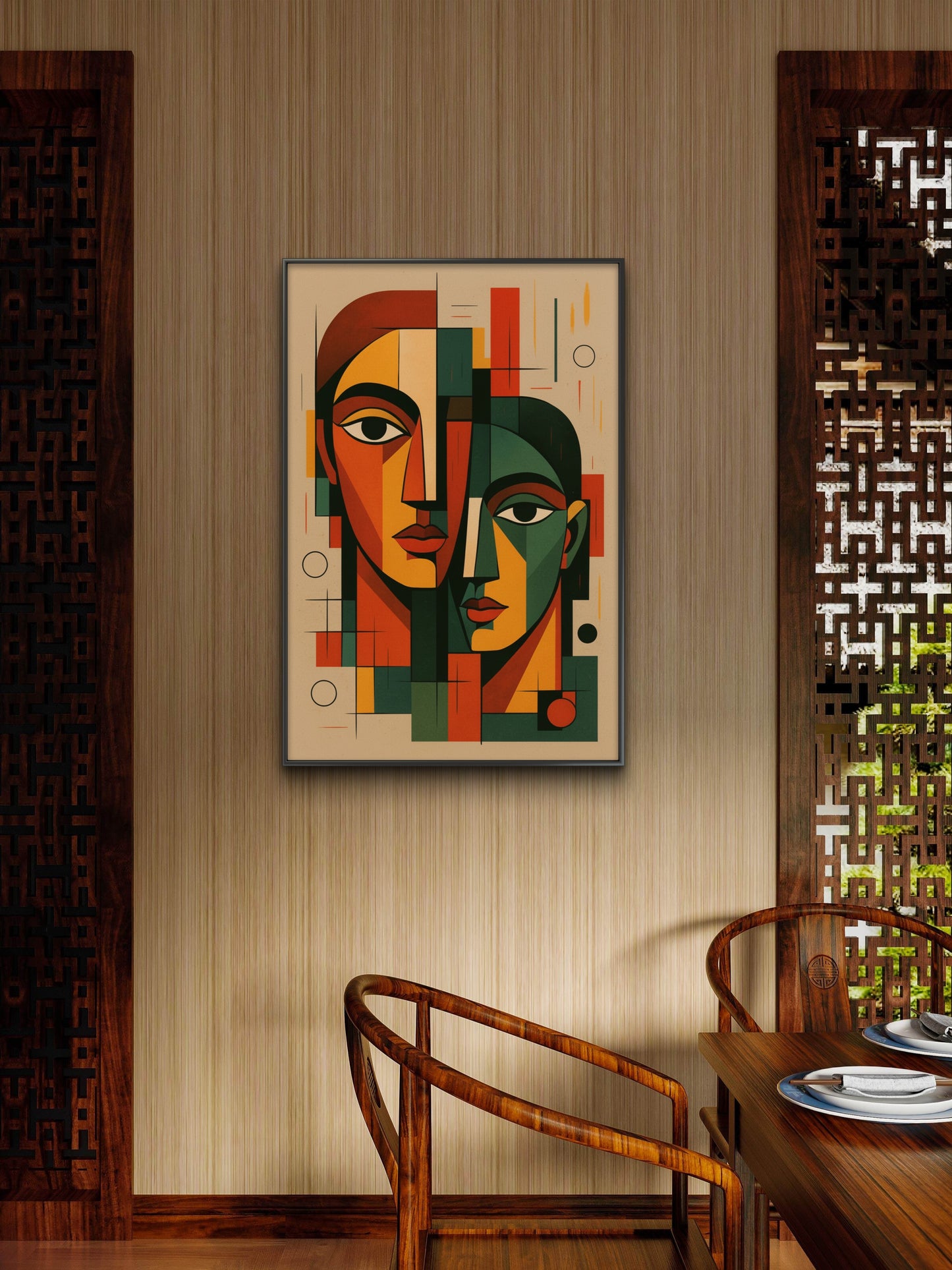 Surreal Faces Abstract Portrait-Luxurious-Modern Art & Abstract| 3D Textured Wall Art | UV Printed Embossed Canvas Wall Frame for Office,Meditation Space