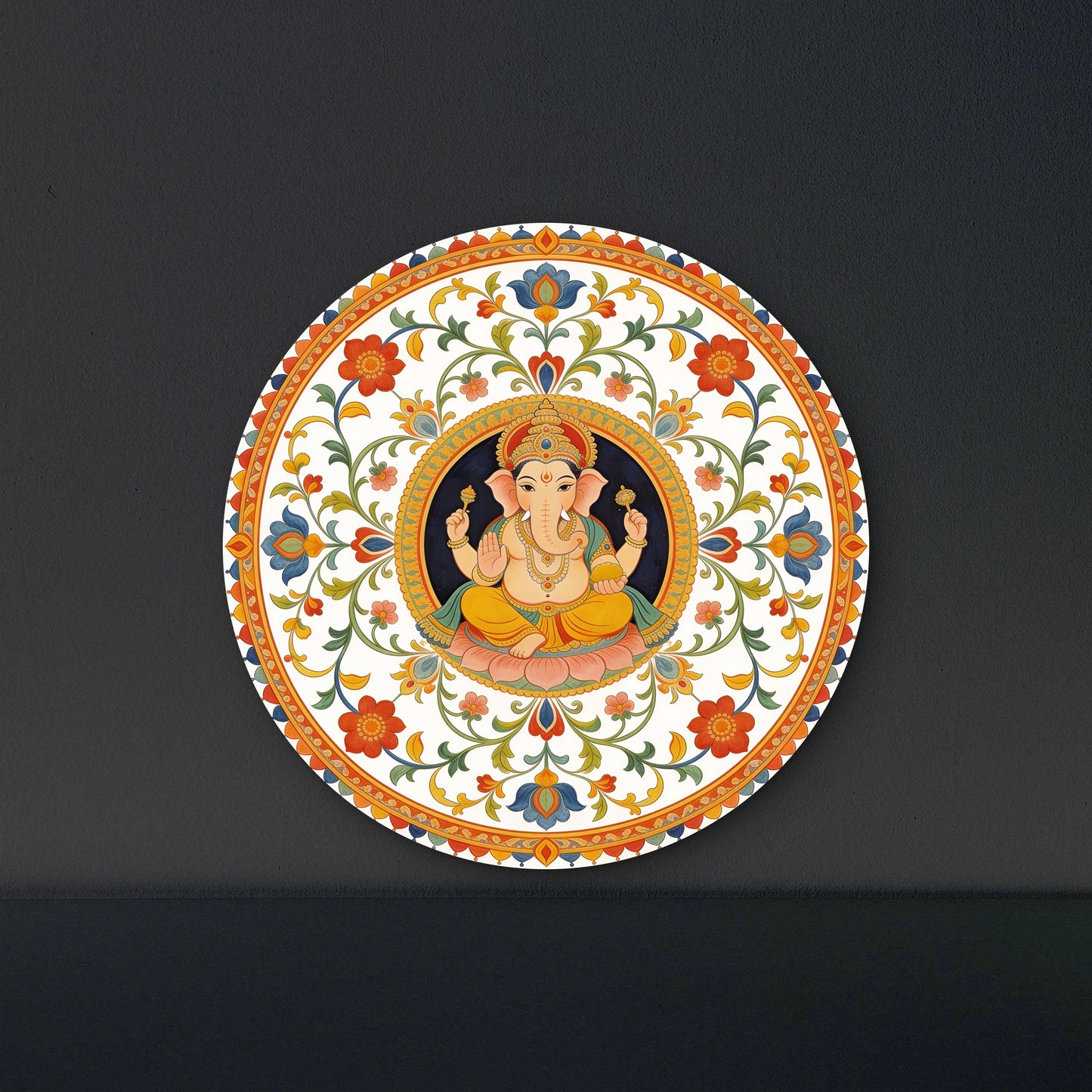 lord-ganesha-in-tradition-Luxurious | 3D Textured Wall Art | UV Printed Embossed Canvas Wall Frame for living room