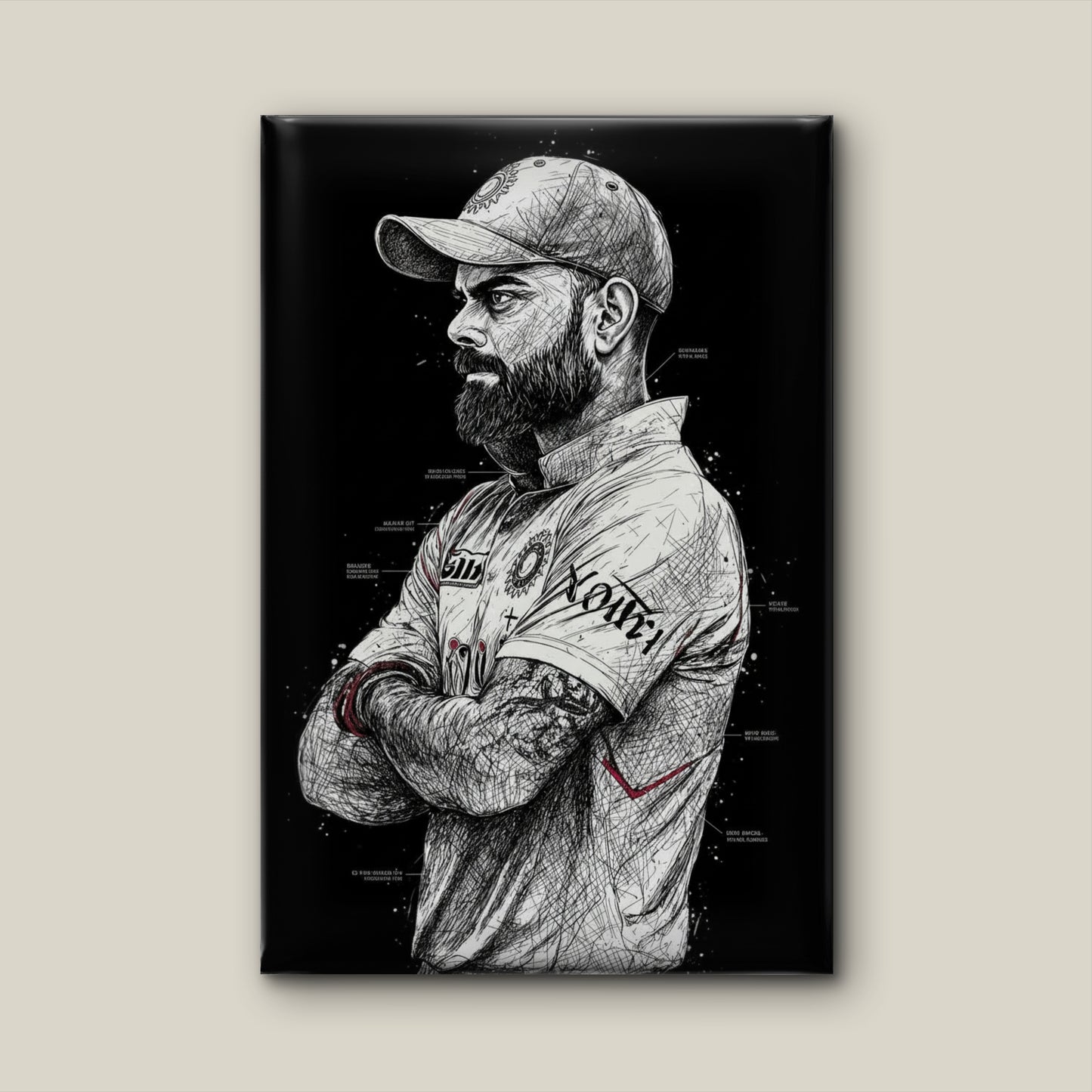 Scribble Art Kohli Tribute-Luxurious-Lifestyle & Hobbies-3D Textured Wall Art | UV Embossed Canvas Wall Frame for Kids room and Sports area
