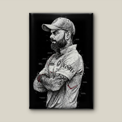 Scribble Art Kohli Tribute-Luxurious-Lifestyle & Hobbies-3D Textured Wall Art | UV Embossed Canvas Wall Frame for Kids room and Sports area
