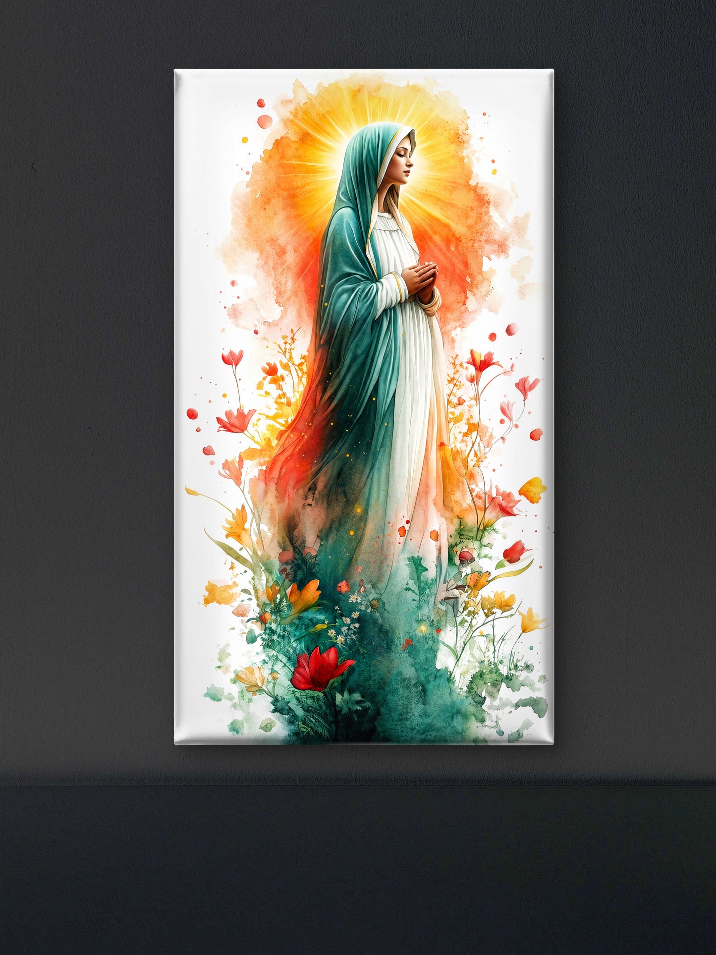 Blessed Virgin Mary-Luxurious-Gods and Divine Art 3D Textured Wall Art | UV Printed Embossed Canvas Wall Frame for Home Decor,living Room
