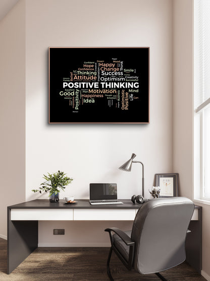 positive_thinking-Luxurious-Motivational & Typography| 3D Textured Wall Art | UV Printed Embossed Canvas Wall Frame for Office,Meditation Space