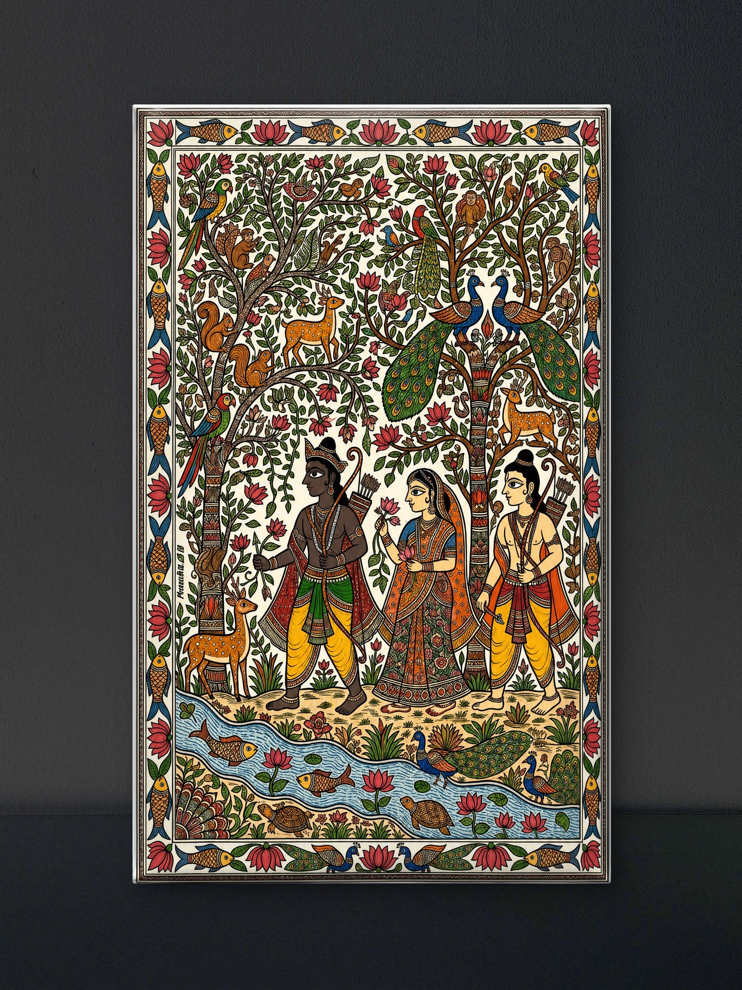 ram sita laxman-Luxurious-Gods and Divine Art 3D Textured Wall Art | UV Printed Embossed Canvas Wall Frame for Home Decor,living Room