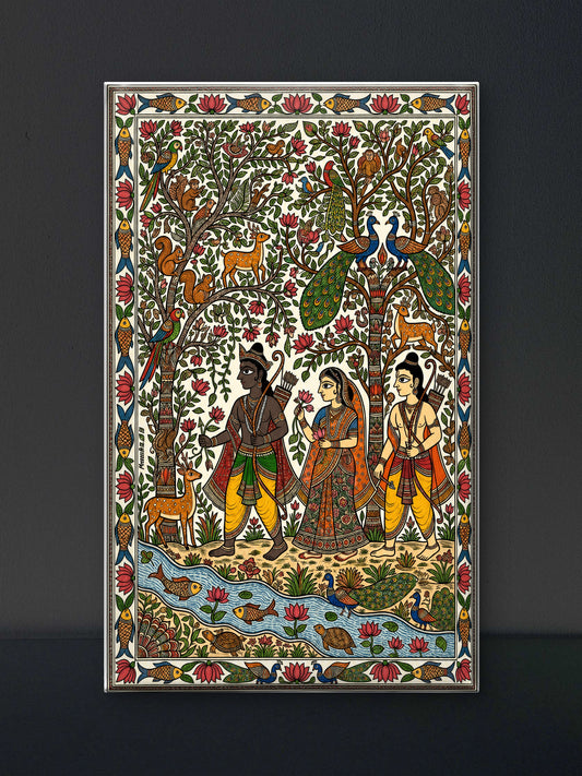 ram sita laxman-Luxurious-Gods and Divine Art 3D Textured Wall Art | UV Printed Embossed Canvas Wall Frame for Home Decor,living Room