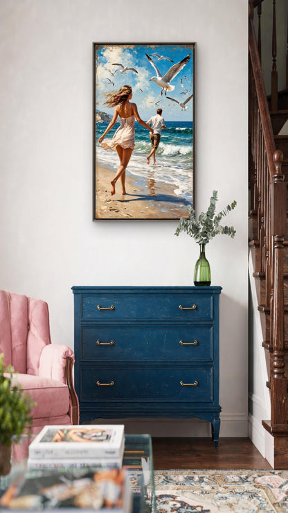 Ocean Melodies-Love & Togetherness -3D Textured Wall Art | UV Embossed Canvas Wall Frame for Home decor (Copy)
