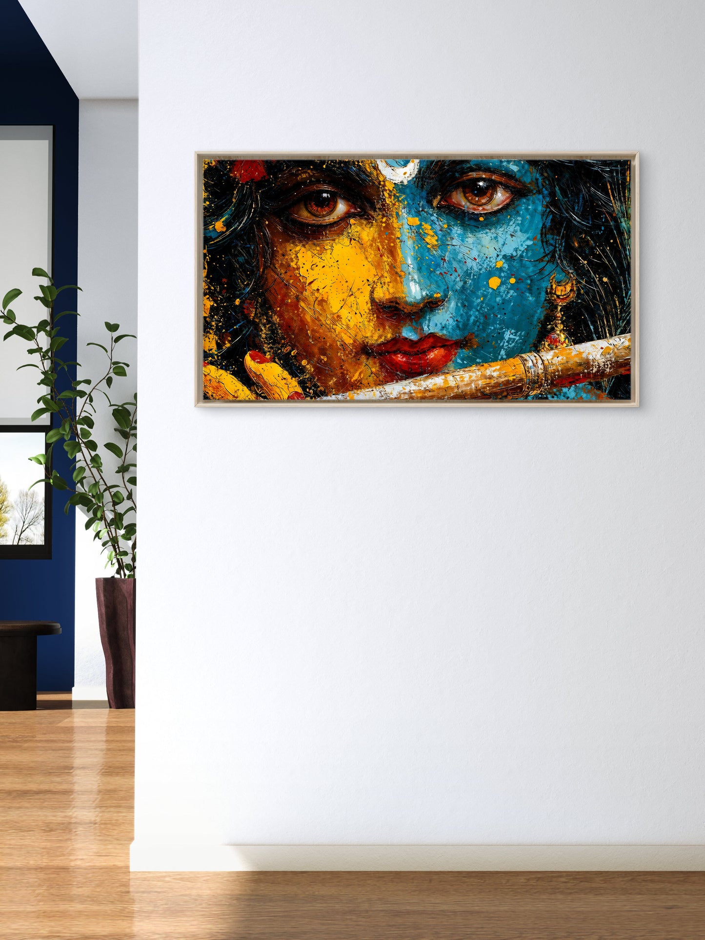 The Dual Essence: Radha Krishna-Luxurious-Gods and Divine Art 3D Textured Wall Art | UV Printed Embossed Canvas Wall Frame for Home Decor,living Room