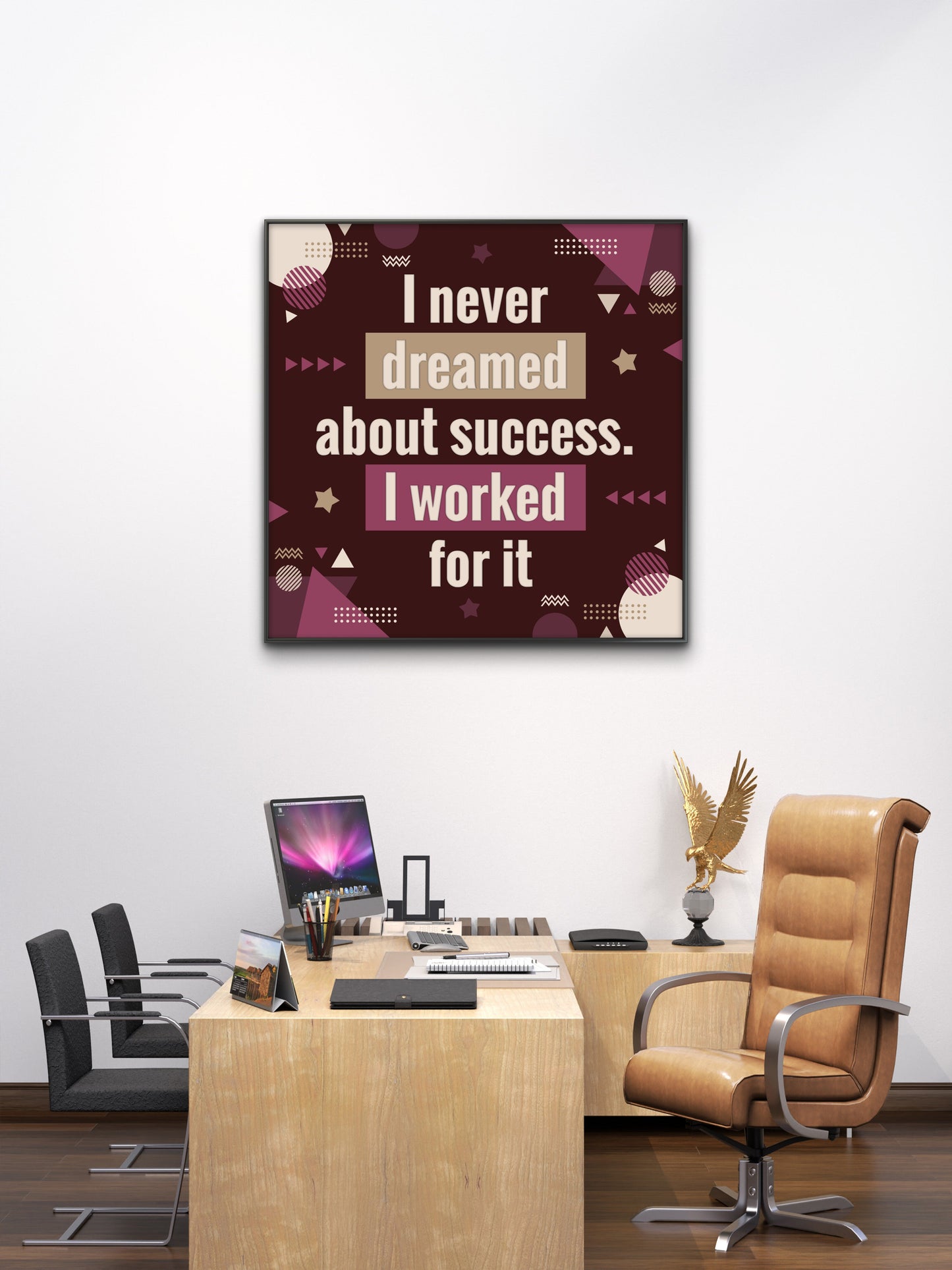sucess is all about work hard-Luxurious-Motivational & Typography| 3D Textured Wall Art | UV Printed Embossed Canvas Wall Frame for Office,Meditation Space
