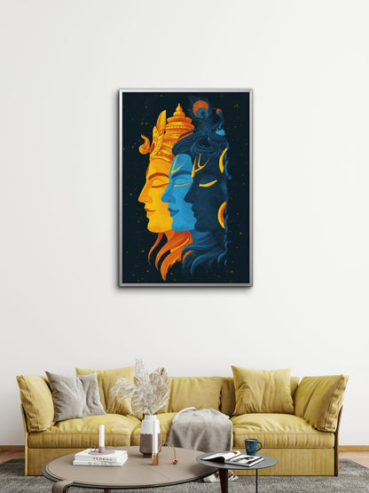 The Light Blue Face-Luxurious-Spiritual & Mindful 3D Textured Wall Art | UV Printed Embossed Canvas Wall Frame for Prayer room ,Meditation Space