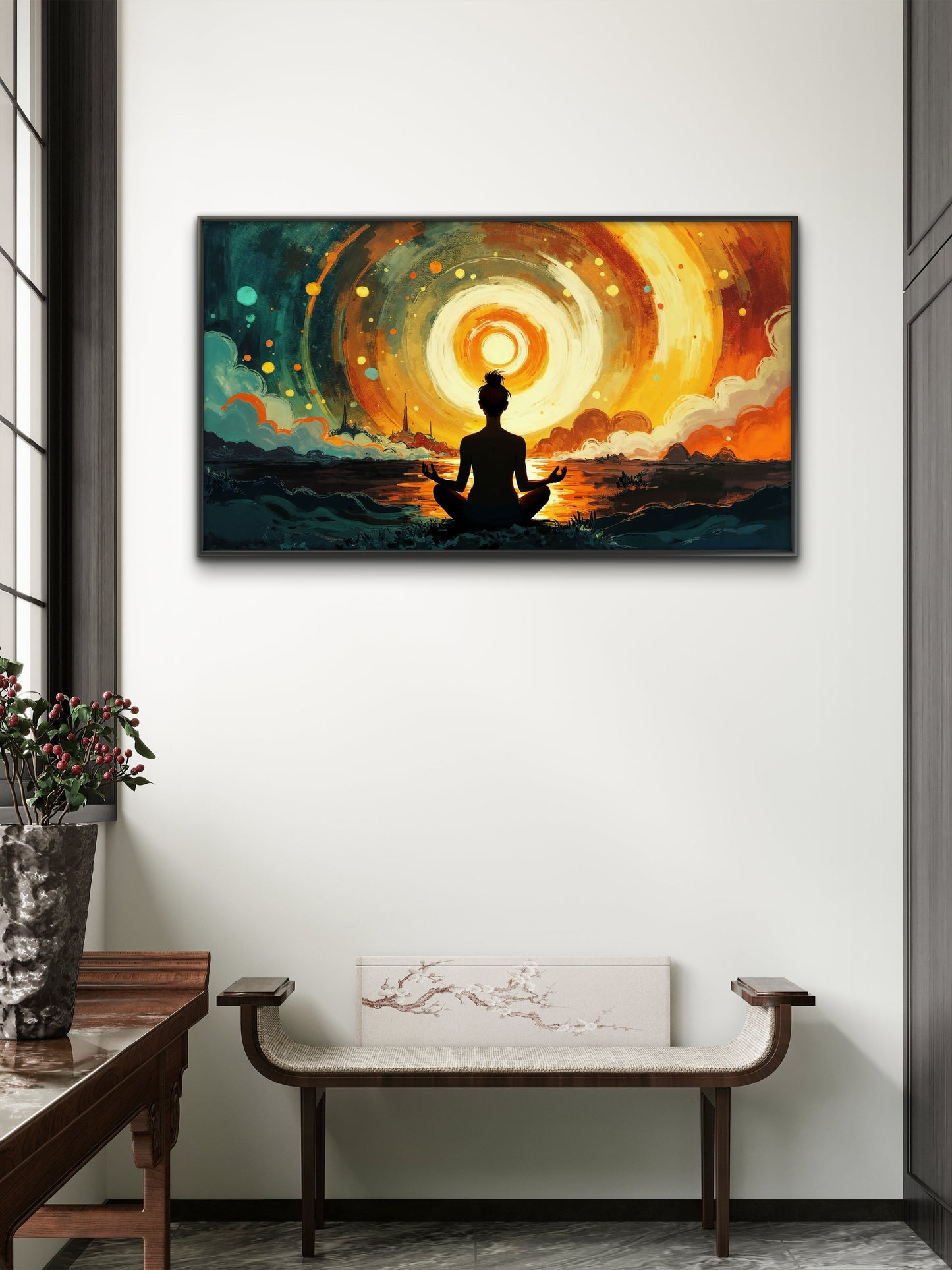 meditation-cosmic-energy-Luxurious-Serenity & Wellness-3D Textured Wall Art | UV Embossed Canvas Wall Frame for Meditation Space