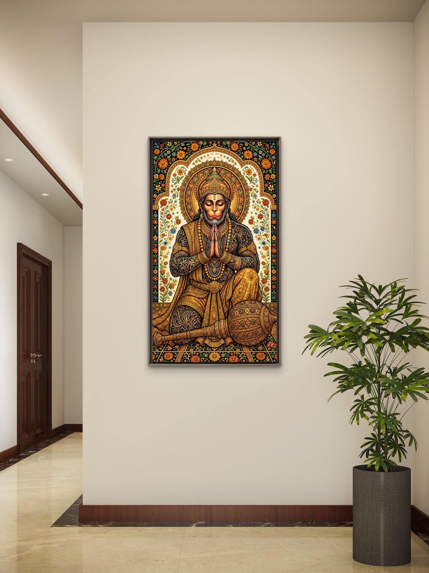 Lord Hanuman -Luxurious-Gods and Divine Art 3D Textured Wall Art | UV Printed Embossed Canvas Wall Frame for Home Decor,living Room
