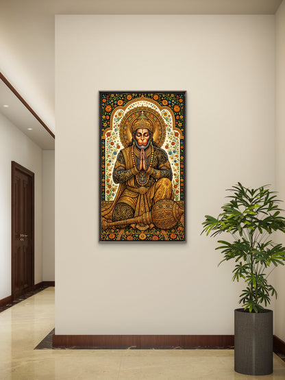Lord Hanuman -Luxurious-Gods and Divine Art 3D Textured Wall Art | UV Printed Embossed Canvas Wall Frame for Home Decor,living Room