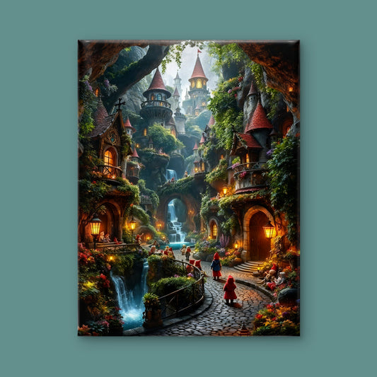 The Hidden Grotto of Gnomes-Luxury-Kids & Whimsical-3D Textured Wall Art | UV Embossed Canvas Wall Frame for Kids room