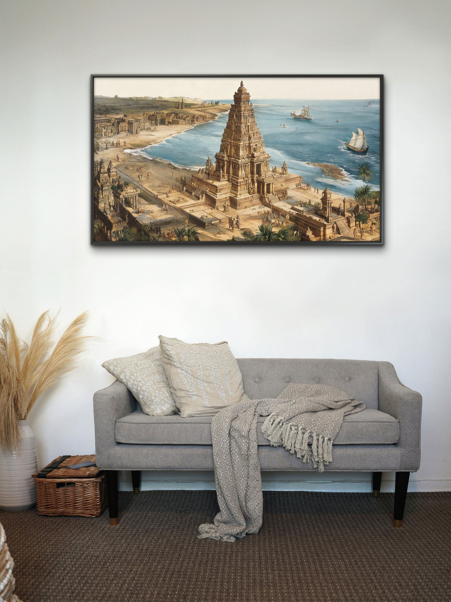 Temple-Luxurious-Spiritual & Mindful 3D Textured Wall Art | UV Printed Embossed Canvas Wall Frame for Prayer room ,Meditation Space