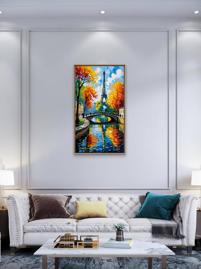 Gilded Paris -Luxurious-Nature & Landscapes 3D Textured Wall Art | UV Printed Embossed Canvas Wall Frame for Home Decor,living Room