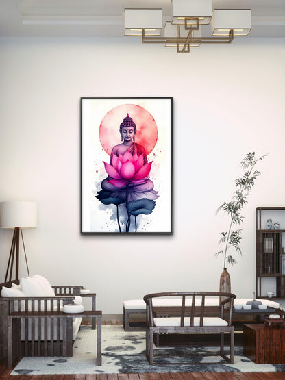 BUDHHA-Luxurious-Serenity & Wellness-3D Textured Wall Art | UV Embossed Canvas Wall Frame for Meditation Space