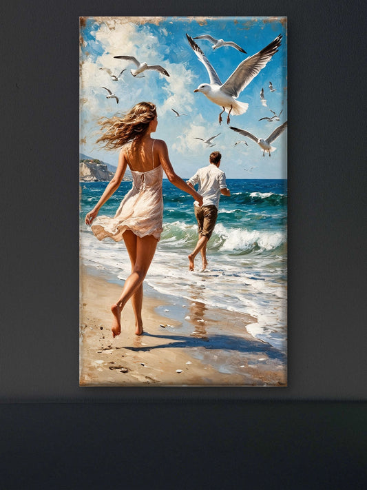 Ocean Melodies-Love & Togetherness -3D Textured Wall Art | UV Embossed Canvas Wall Frame for Home decor (Copy)
